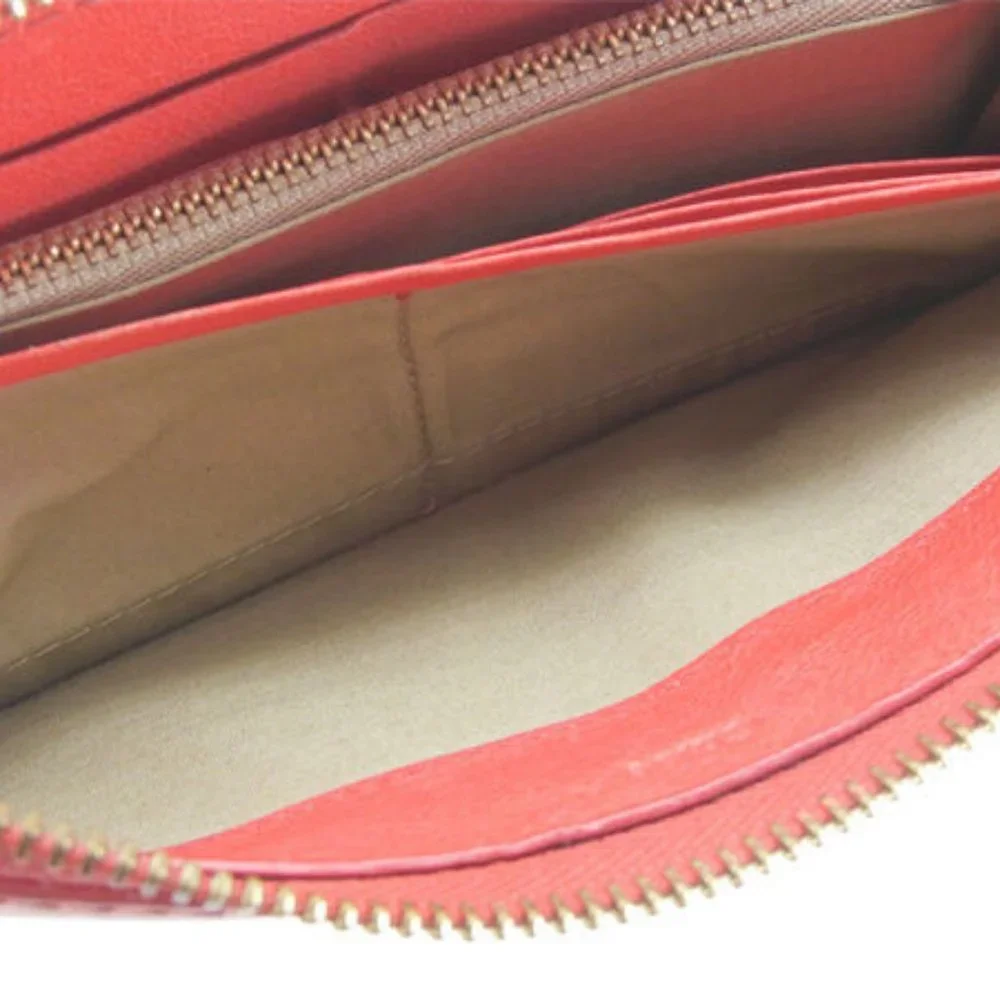 Chloe Wallet Purse Long Wallet Logo Orange Woman Authentic Used - Picture 5 of 6
